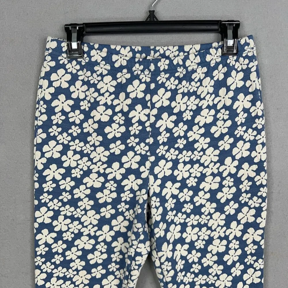 American Eagle Pants Womens Medium Blue White Floral Flare Retro Boho 90s Y2K - Picture 2 of 15